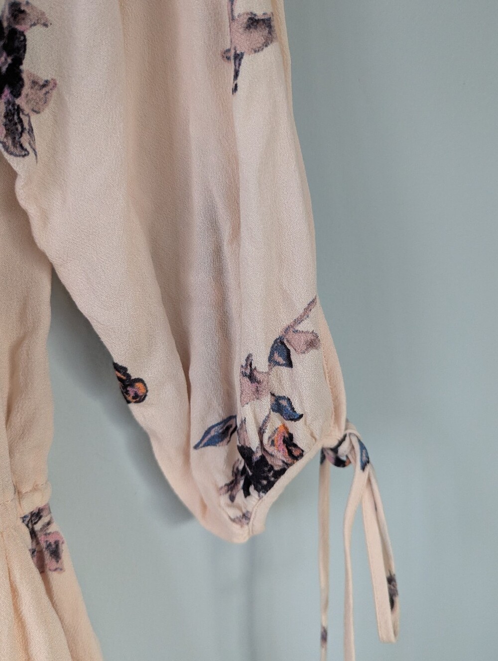 Free People M Blush Pink Floral Print Off Shoulder Boho Romper - Picture 7 of 12
